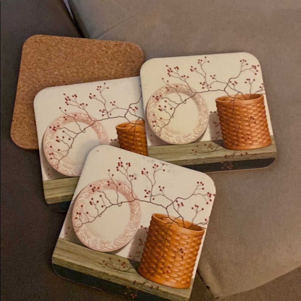 LONGABERGER CORK BACK COASTER SET